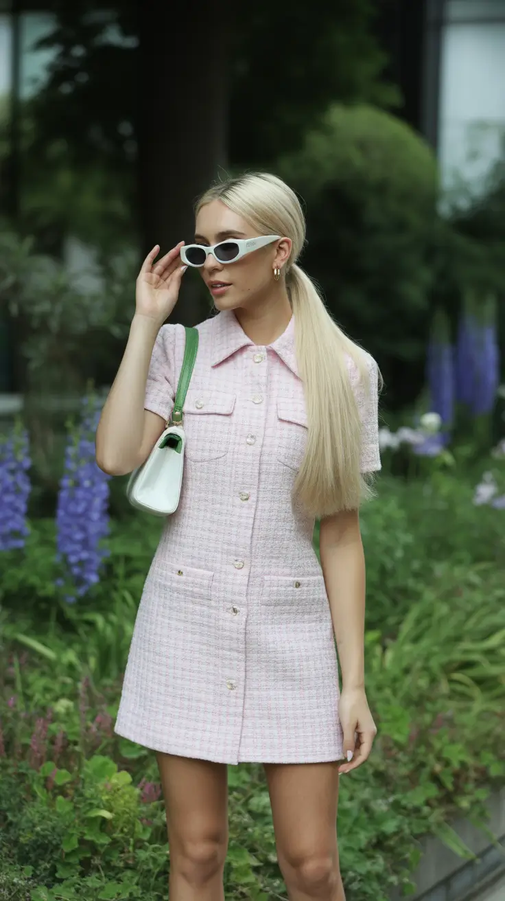 stylish spring dress outfits 2026 Tweed Pastel Chic