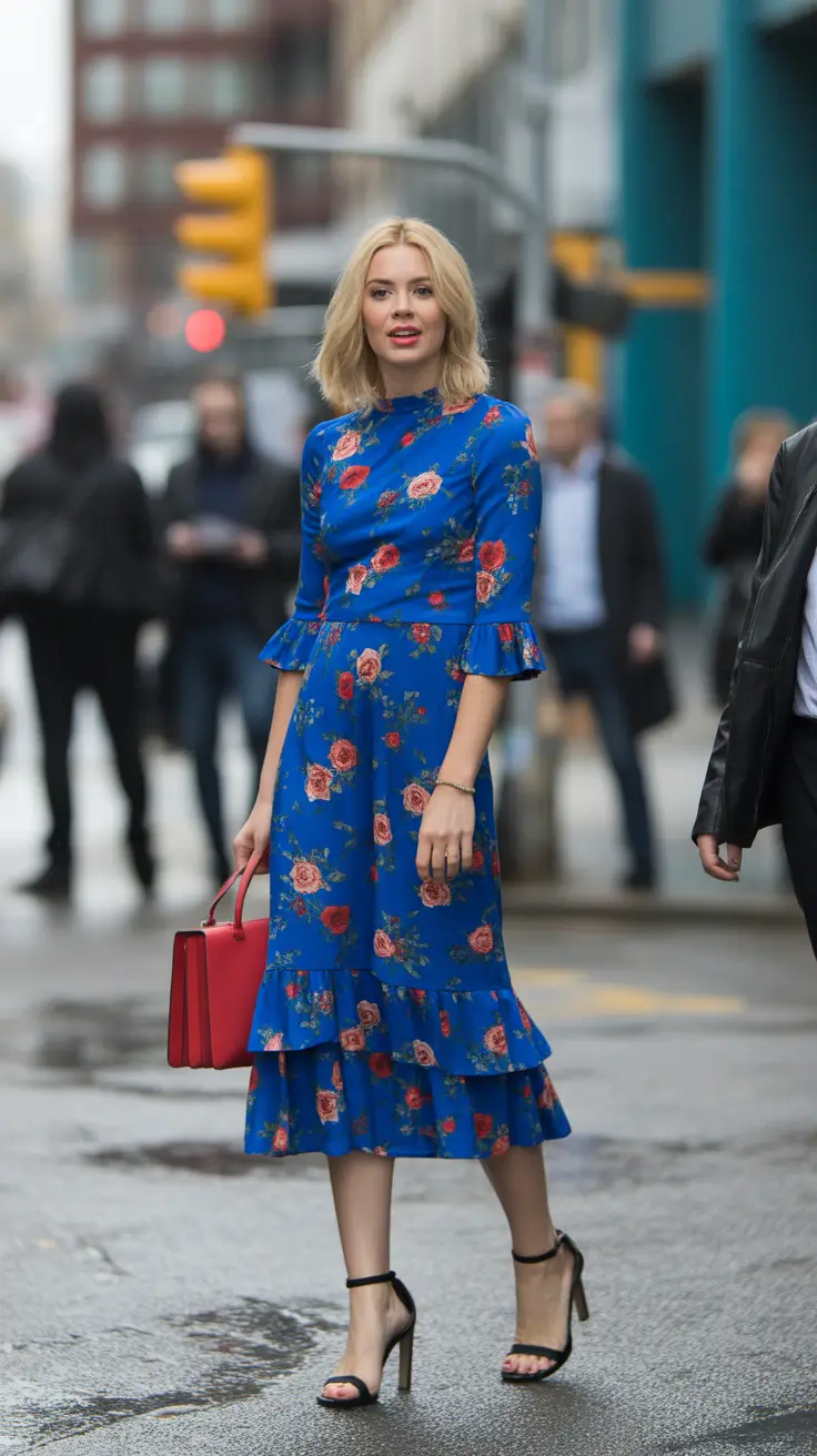 stylish spring dress outfits 2026 Bold Blue Bloom Movement