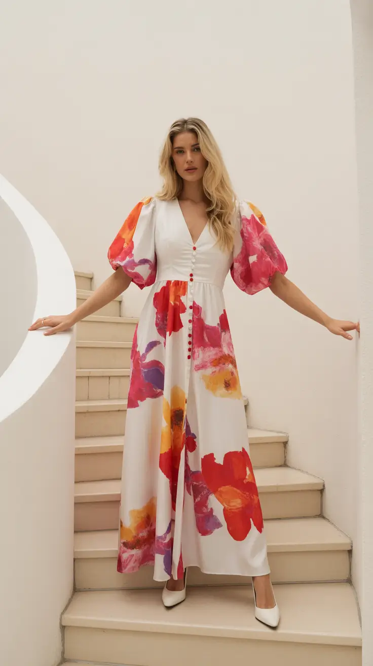 stylish spring dress outfits 2026 Watercolor Florals in Motion