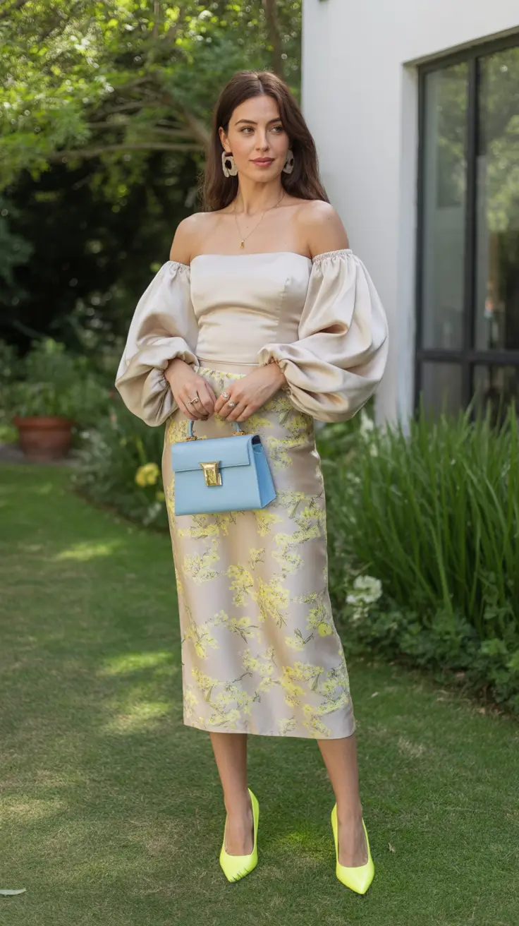 stylish spring dress outfits 2026 Champagne Bloom Sophistication