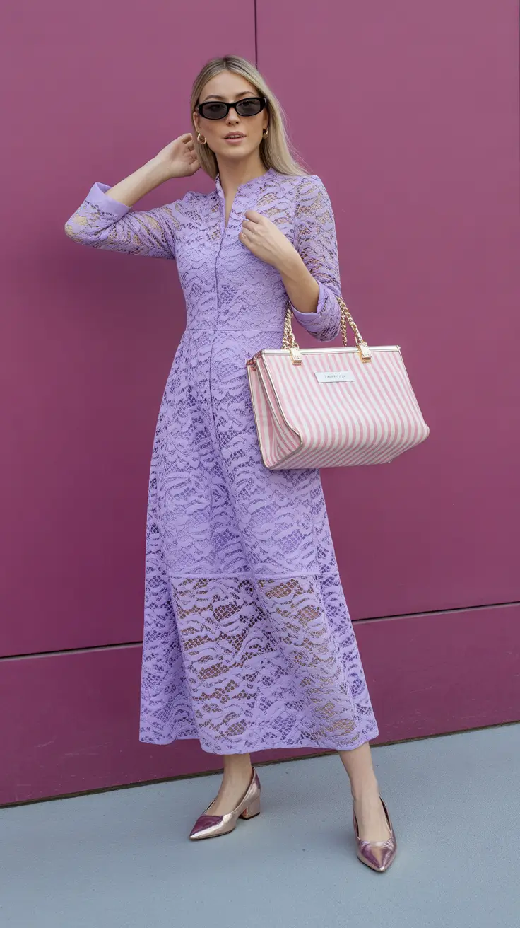 stylish spring dress outfits 2026 Lilac Lace Charm