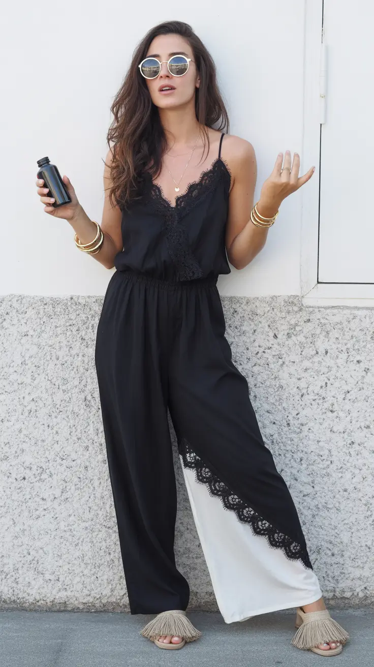 stylish spring fashion outfits 2026 Monochrome Lace with Soft Bohemian Flair