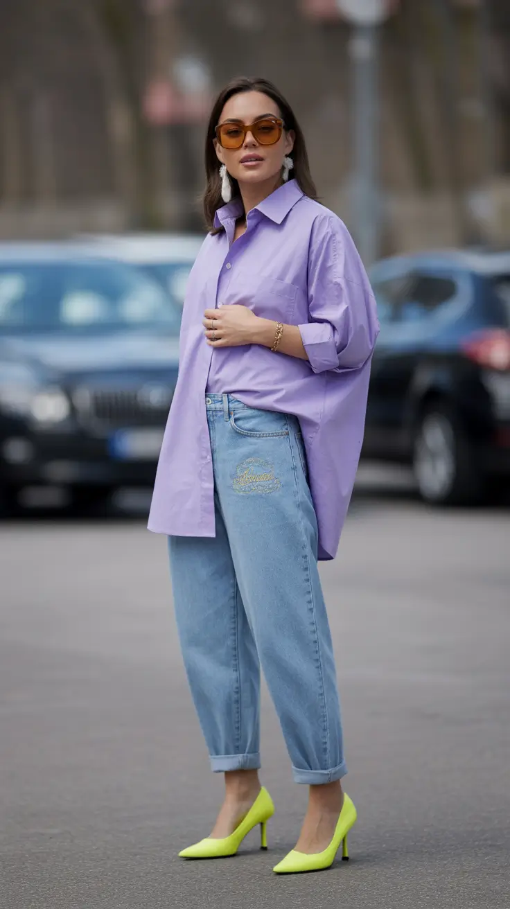 stylish spring jeans outfit 2026 Lavender Ease