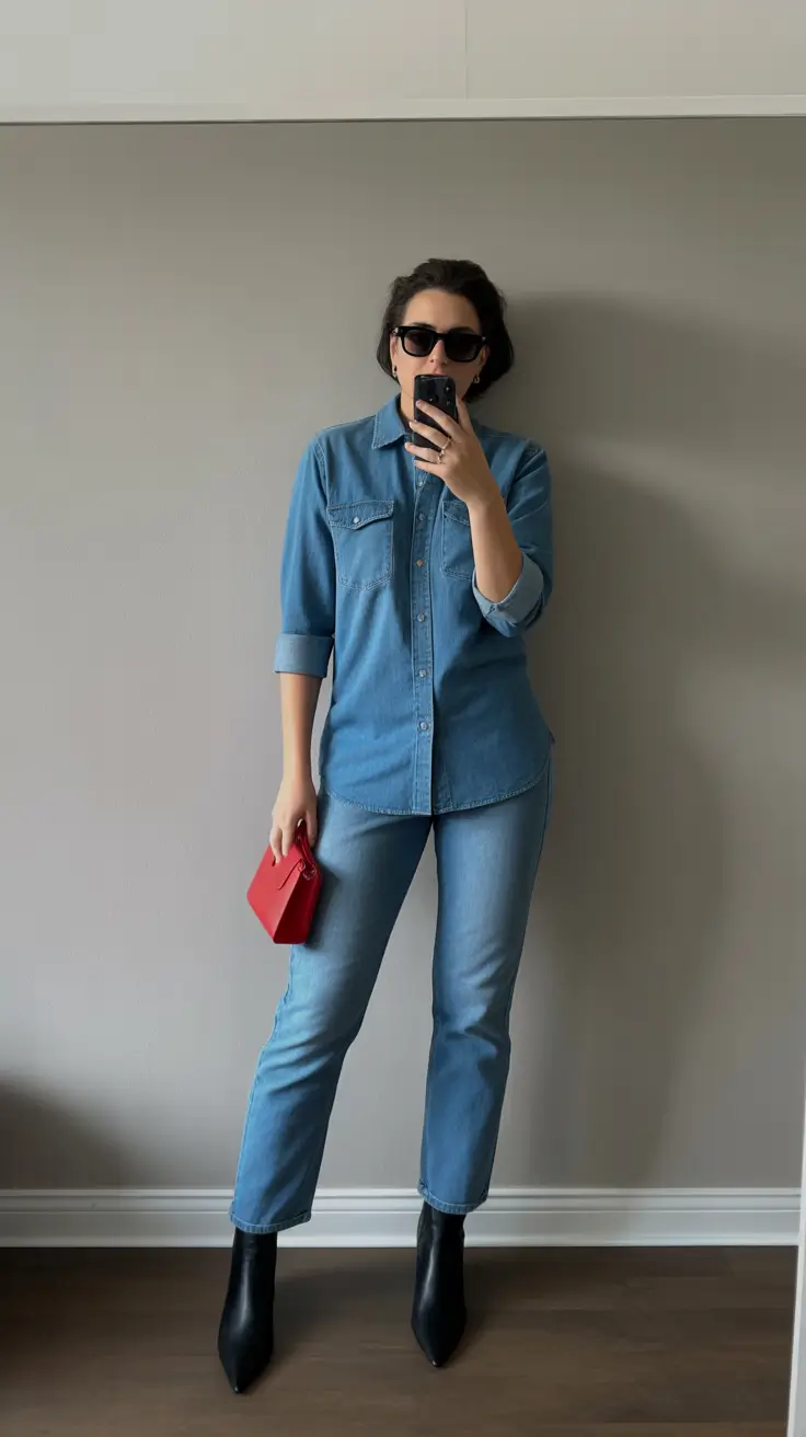 stylish spring jeans outfit 2026 Clean Denim Coordination
