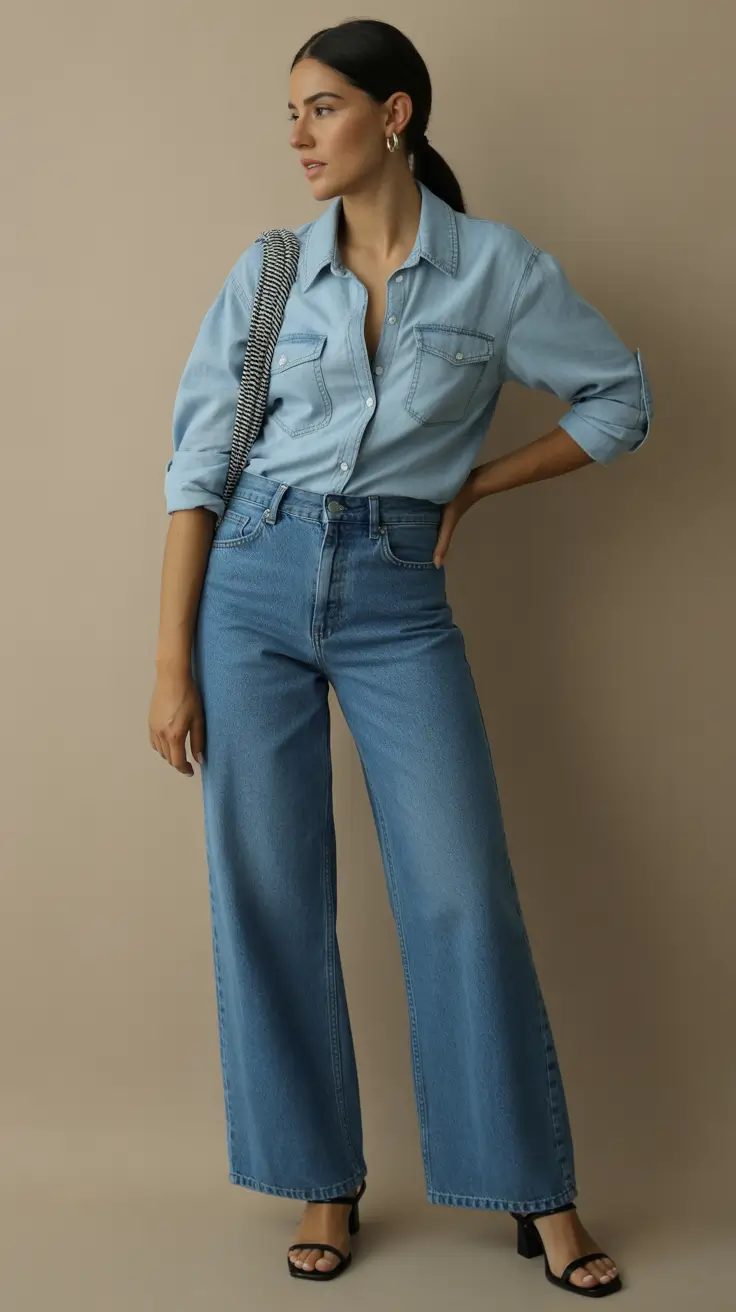 stylish spring jeans outfit 2026 Denim on Denim