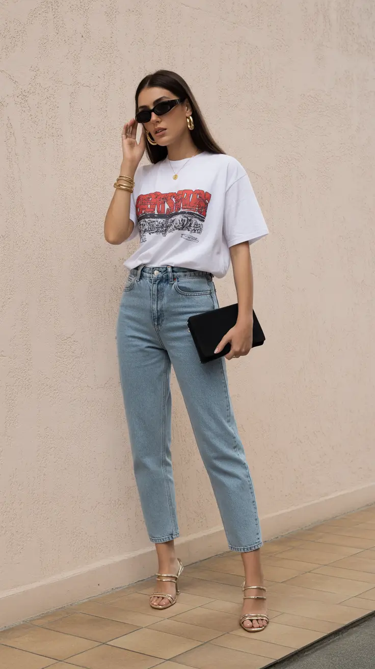 stylish spring mom outfits 2026 Graphic Tee Cool for Casual Spring Days