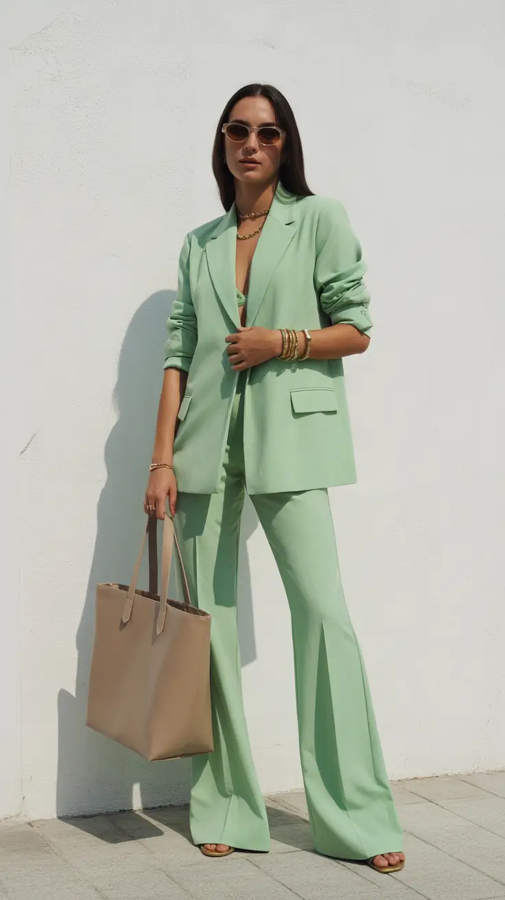 Stylish spring office outfits for work 2026 Mint Tailoring for Breezy Spring Confidence