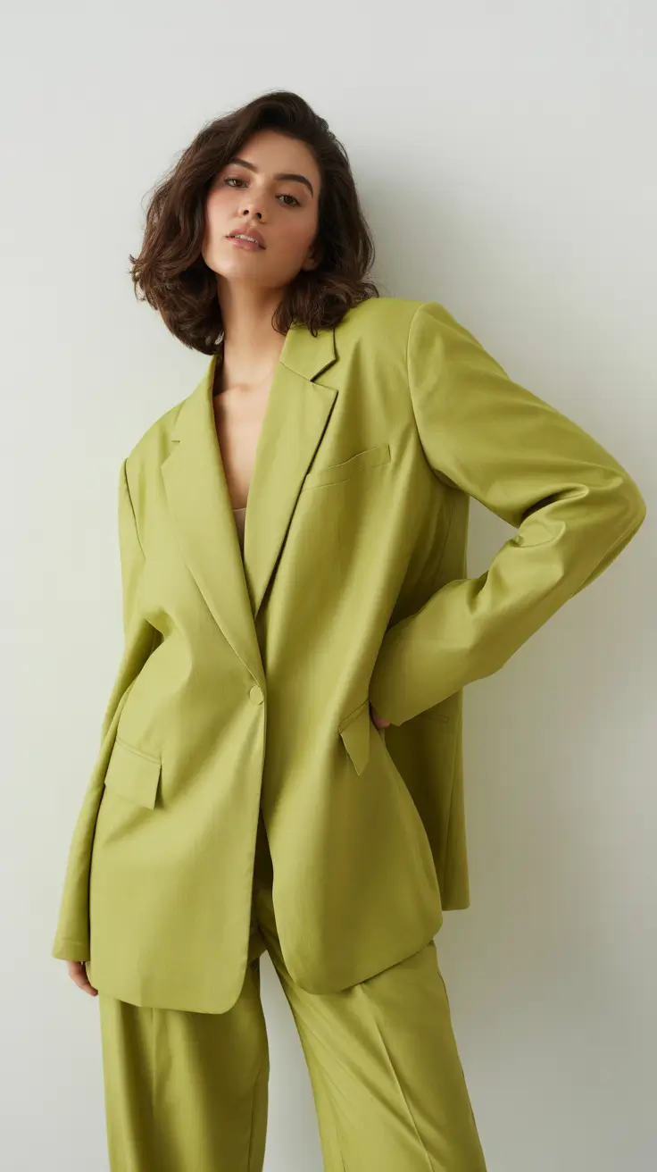Stylish spring office outfits for work 2026 Soft Lime Tailoring for a Fresh Spring Start