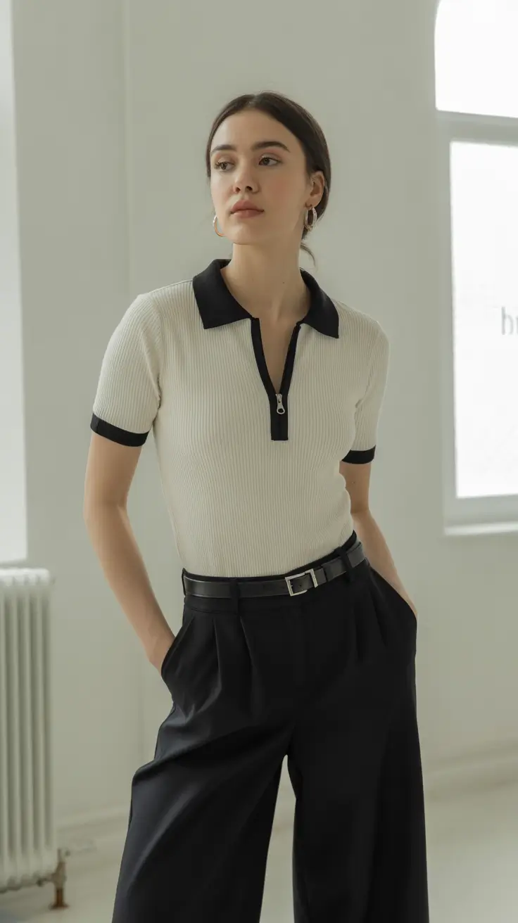 Stylish spring office outfits for work 2026 Monochrome Minimalism with a Sporty Twist