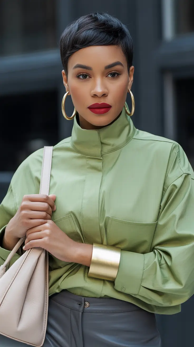 stylish spring outfits black women 2026 Green Minimalism With a Sculptural Edge