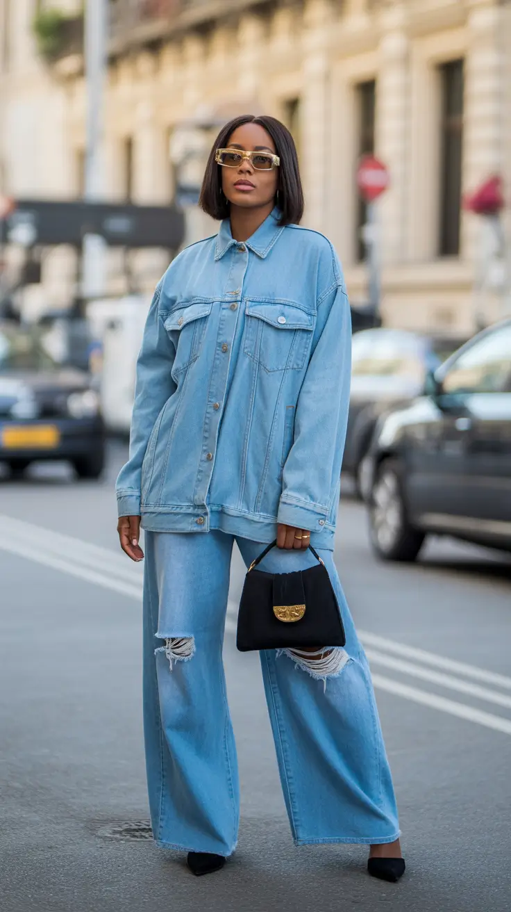 stylish spring outfits black women 2026 Oversized Denim With a Street-Ready Attitude