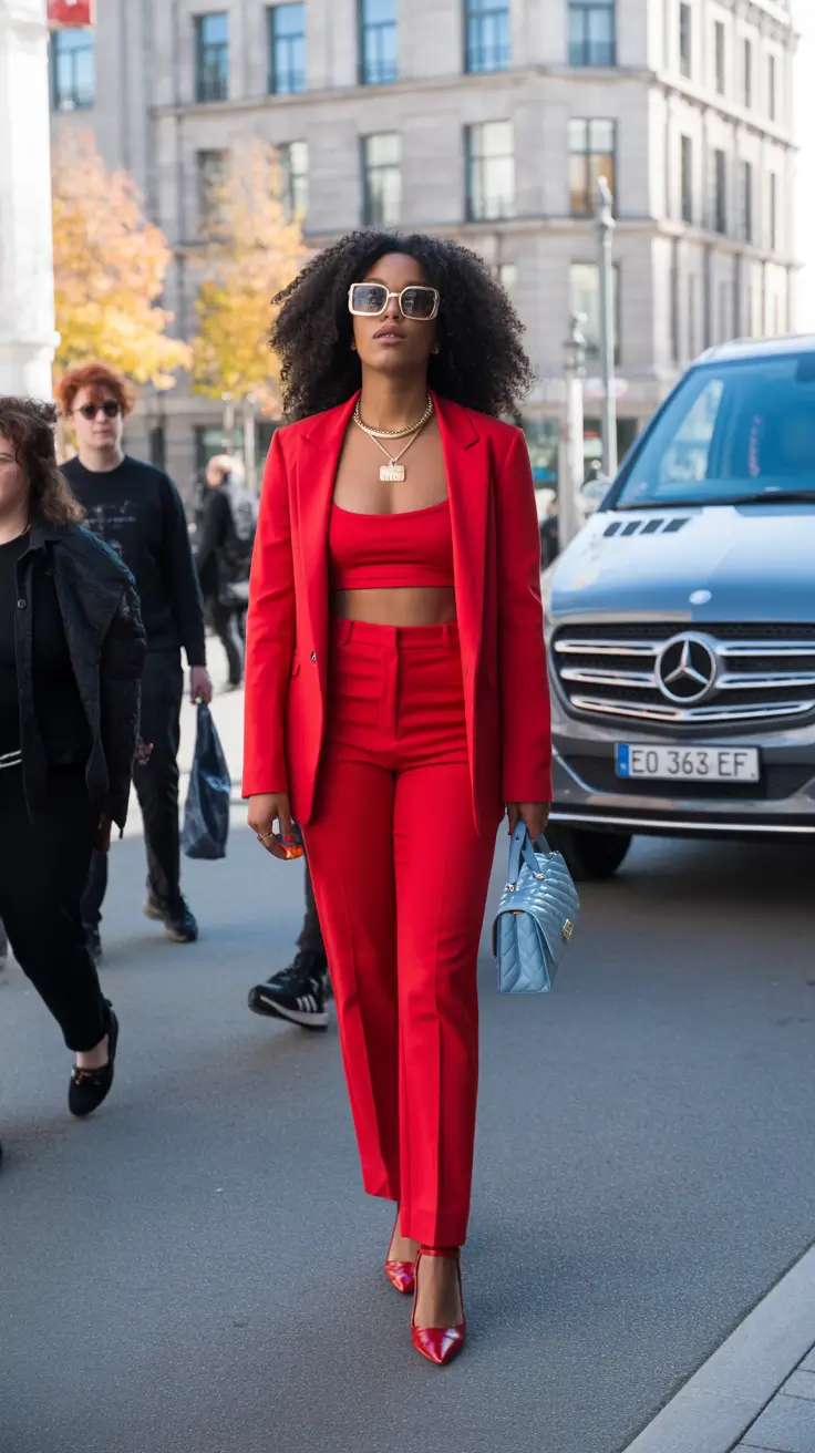 stylish spring outfits black women 2026 Red Power Suit With Fearless Energy