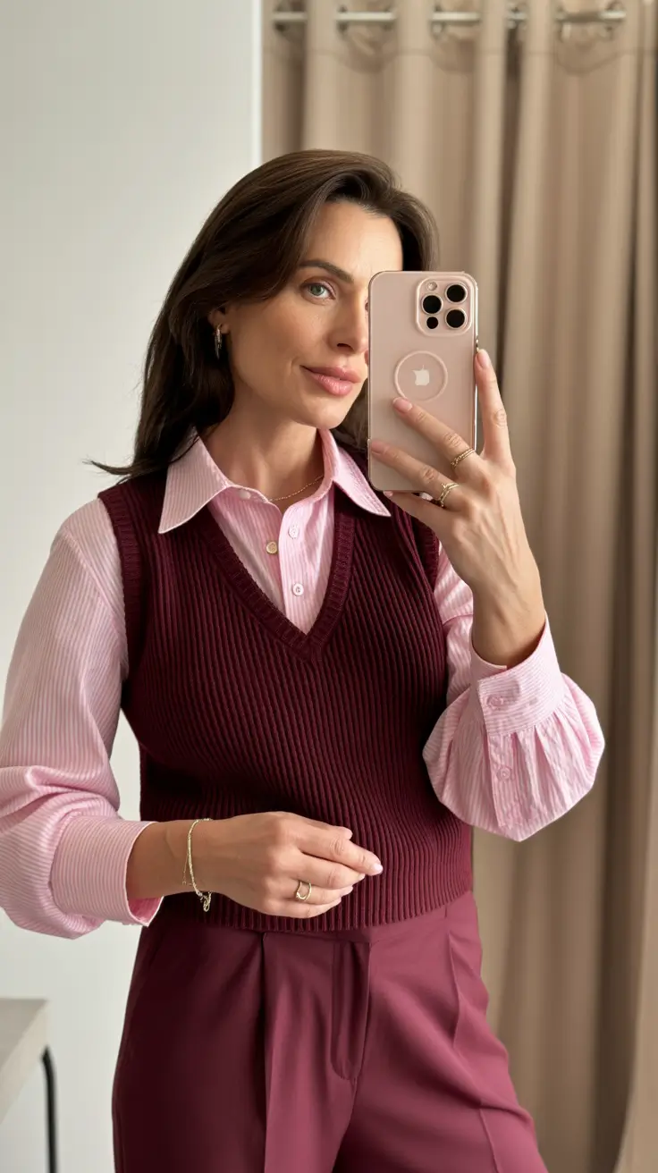 stylish spring outfits for women over 40 2026 Warm Berry Layers