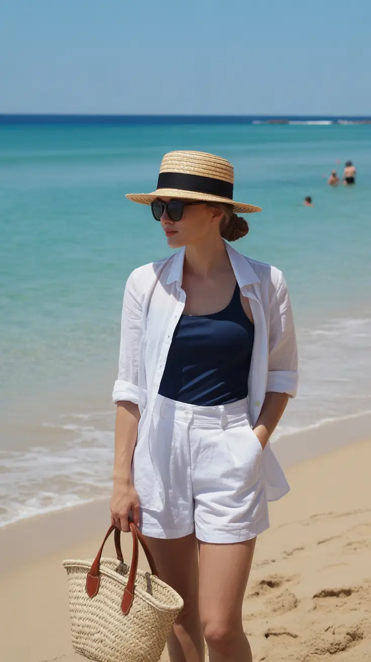 stylish spring travel outfits 2026 Beach-Inspired Classic Whites for Greece, Italy, and Spain Coastlines