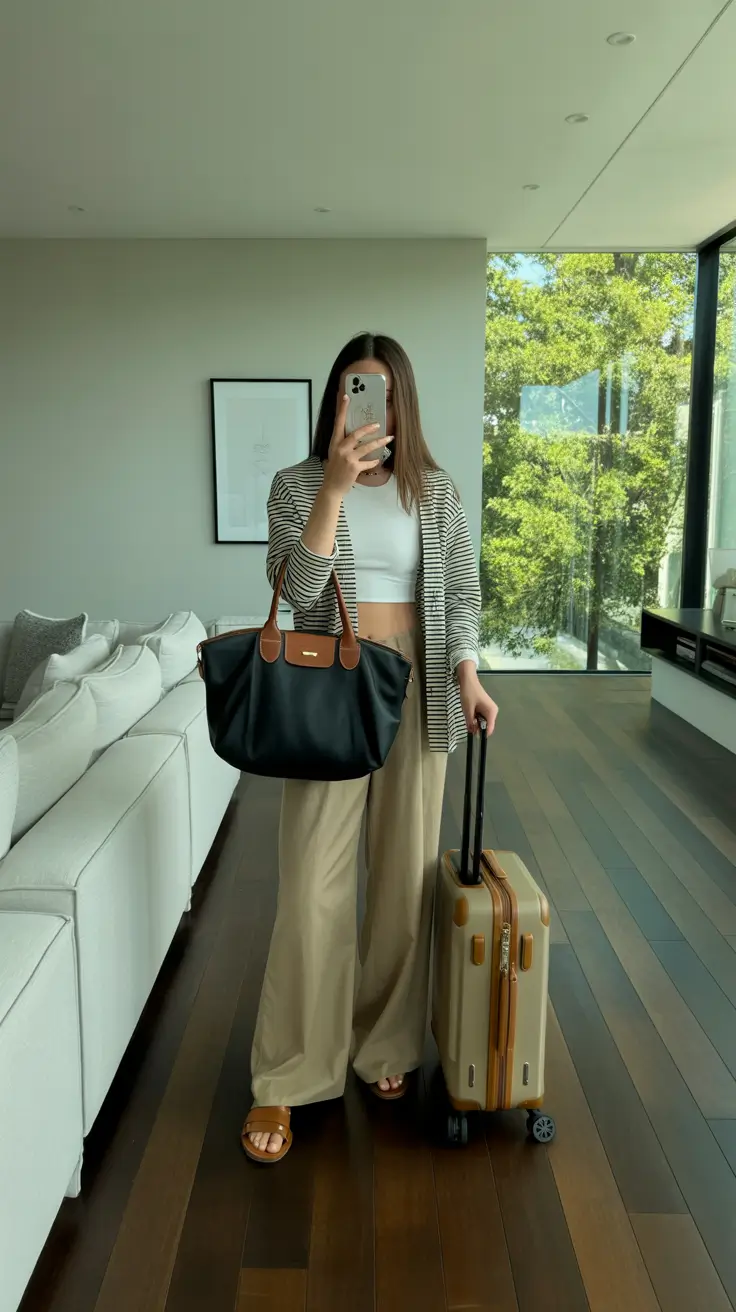 stylish spring travel outfits 2026 Striped Layers and Travel-Ready Tones for Italy and Greece