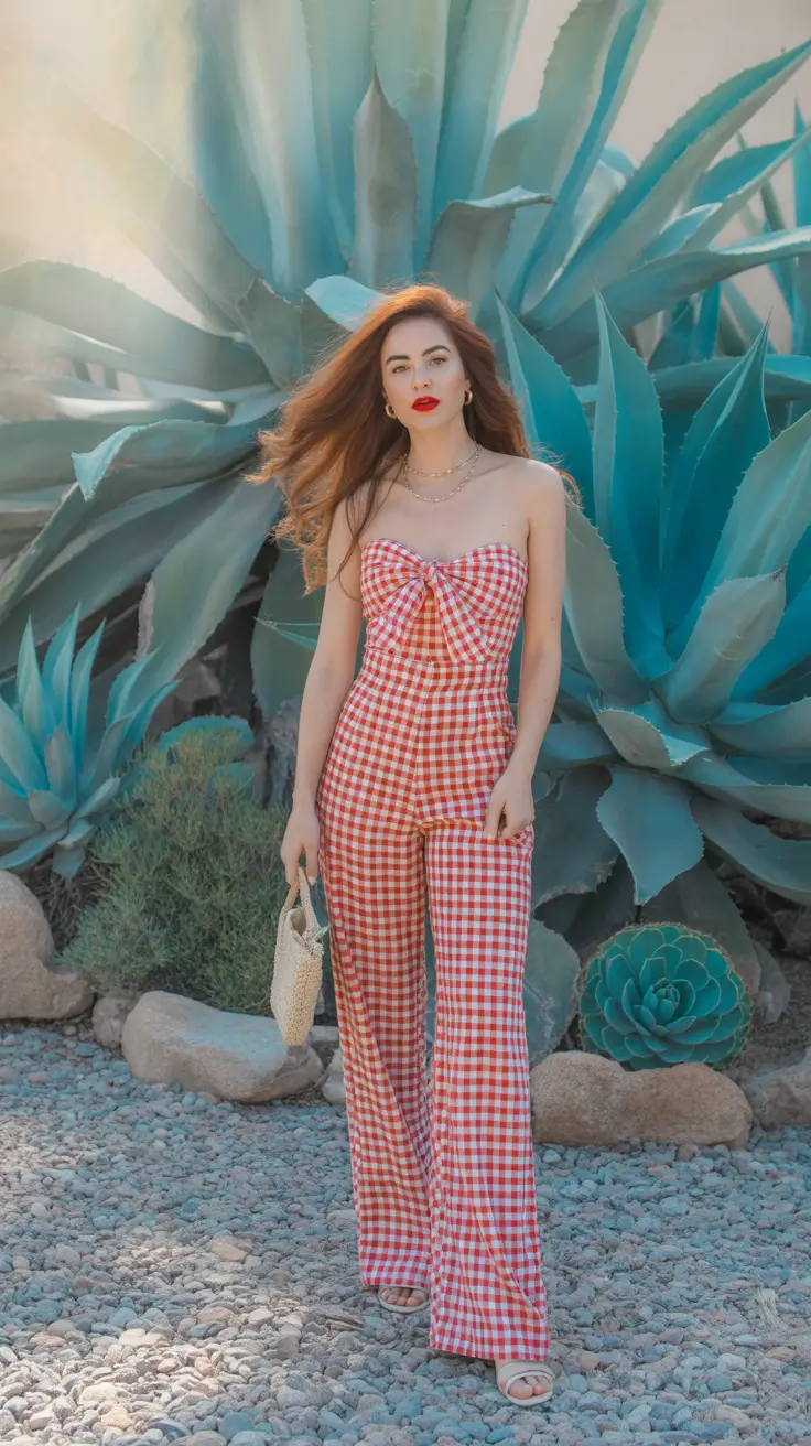 stylish spring vacation outfits 2026 Gingham Sunshine for a Fresh European Spring