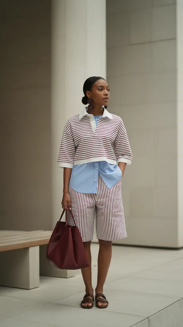 stylish spring vacation outfits 2026 Striped Modern Minimalism for Casual City Days