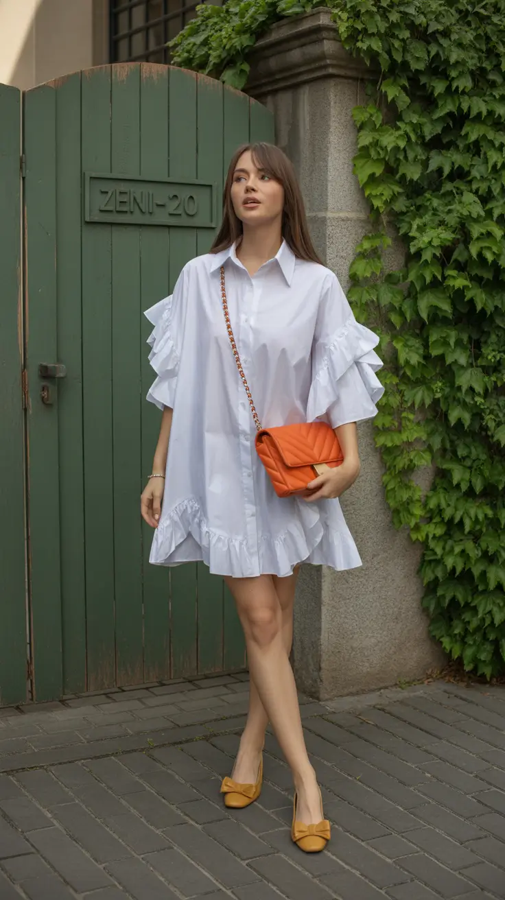 stylish spring vacation outfits 2026 Crisp Shirt-Dress Ease for Modern European Travel