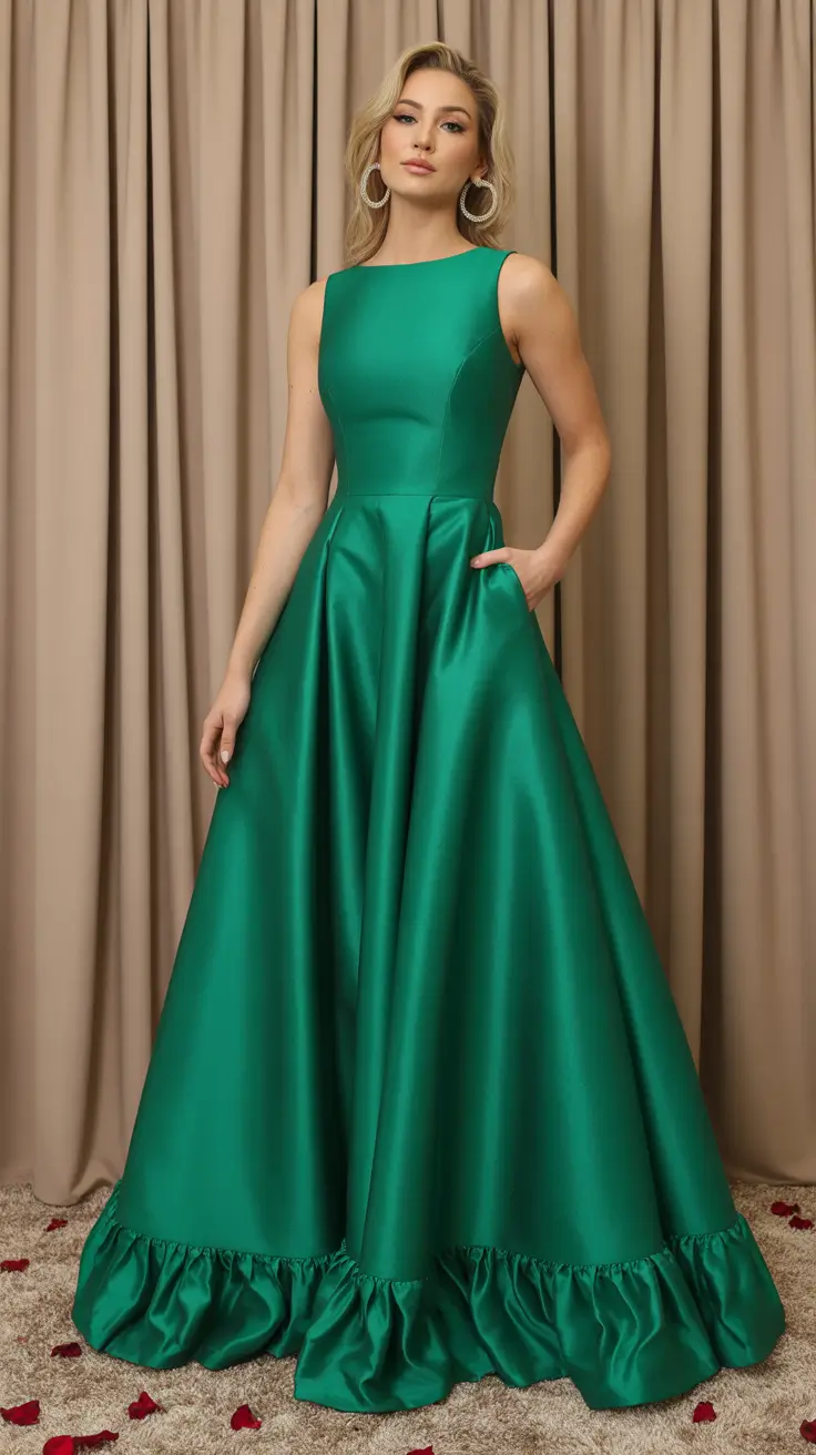 stylish spring wedding guest outfit 2026 Emerald Sculpture With Modern Volume