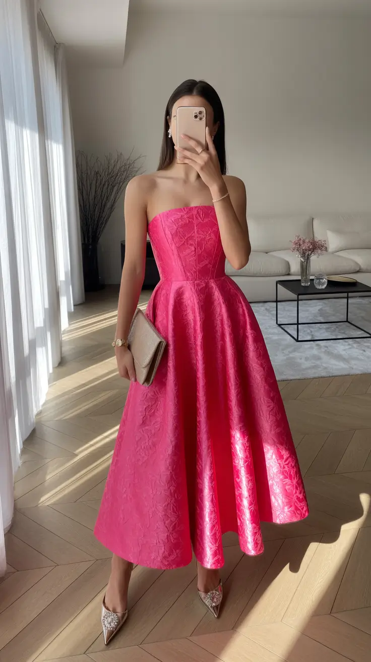 stylish spring wedding guest outfit 2026 Classic Pink Romance With Modern Structure