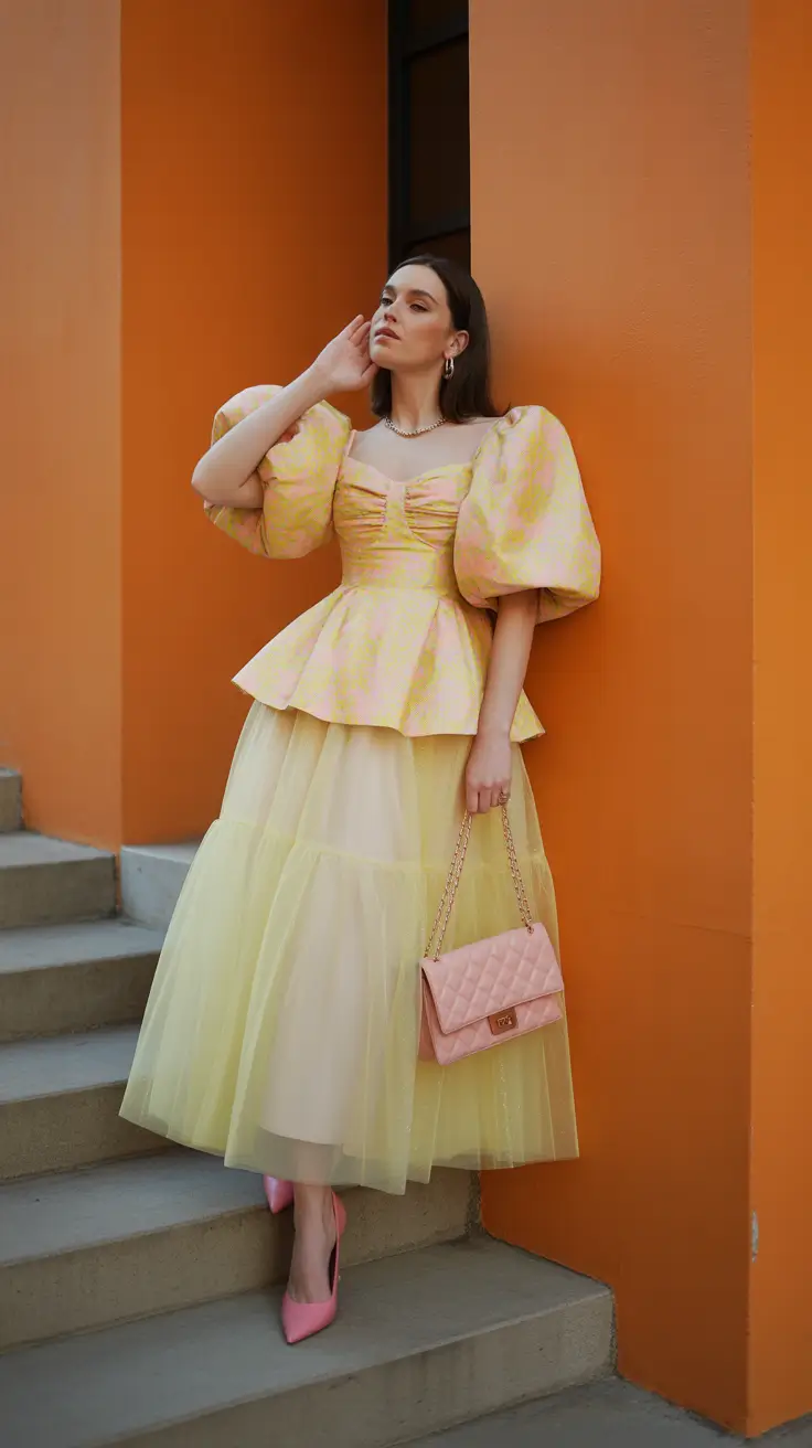 stylish spring wedding guest outfit 2026 Cotton Candy Couture for the Dreamy Romantic