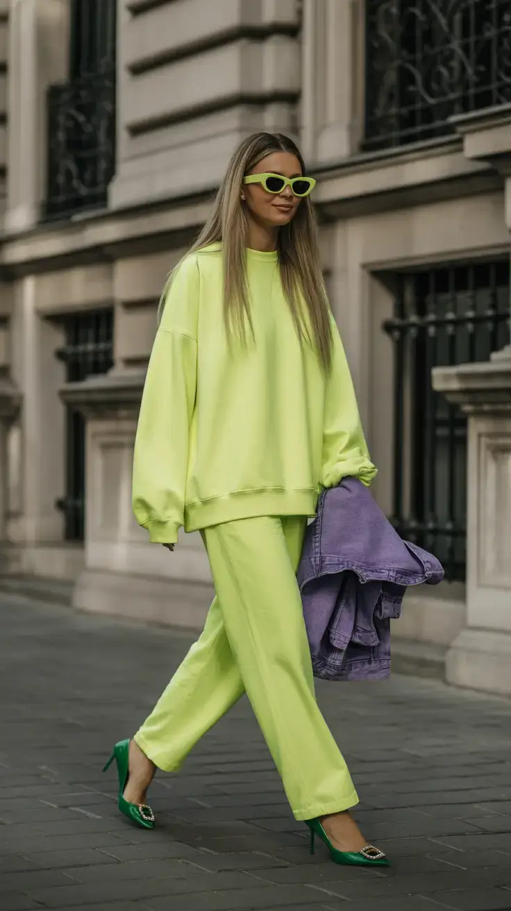 stylish winter to spring outfits 2026 Neon Confidence for the Bold