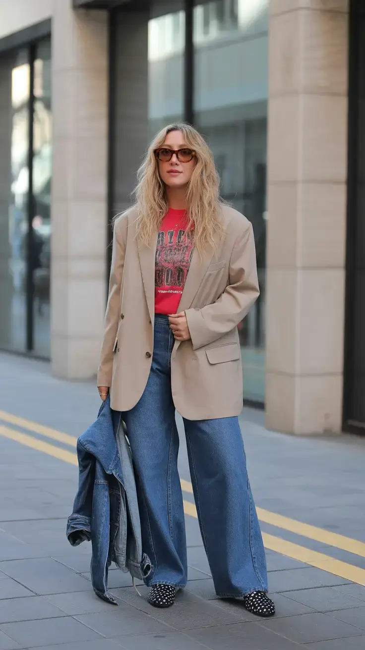 stylish winter to spring outfits 2026 Graphic Tee Cool With a Tailored Twist