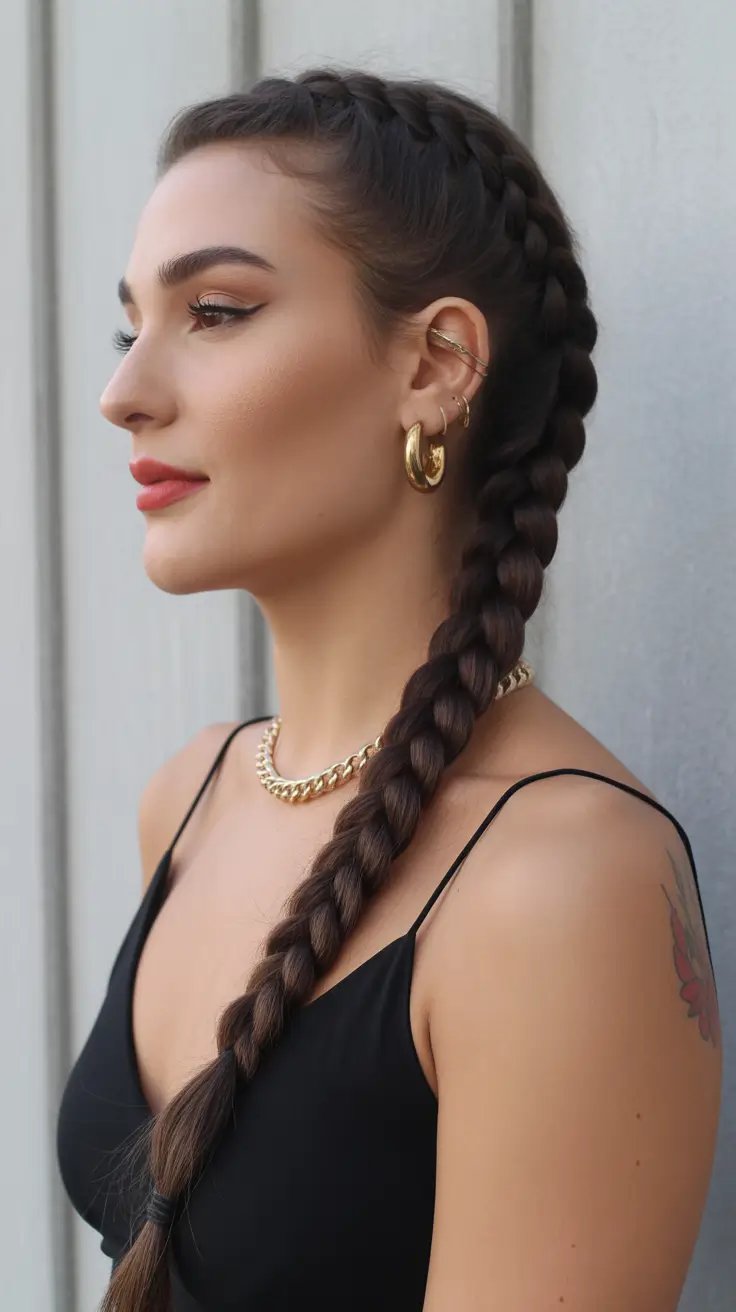 best spring braids hairstyle 2026 Minimalist Side Braid with Clean Crown Finish