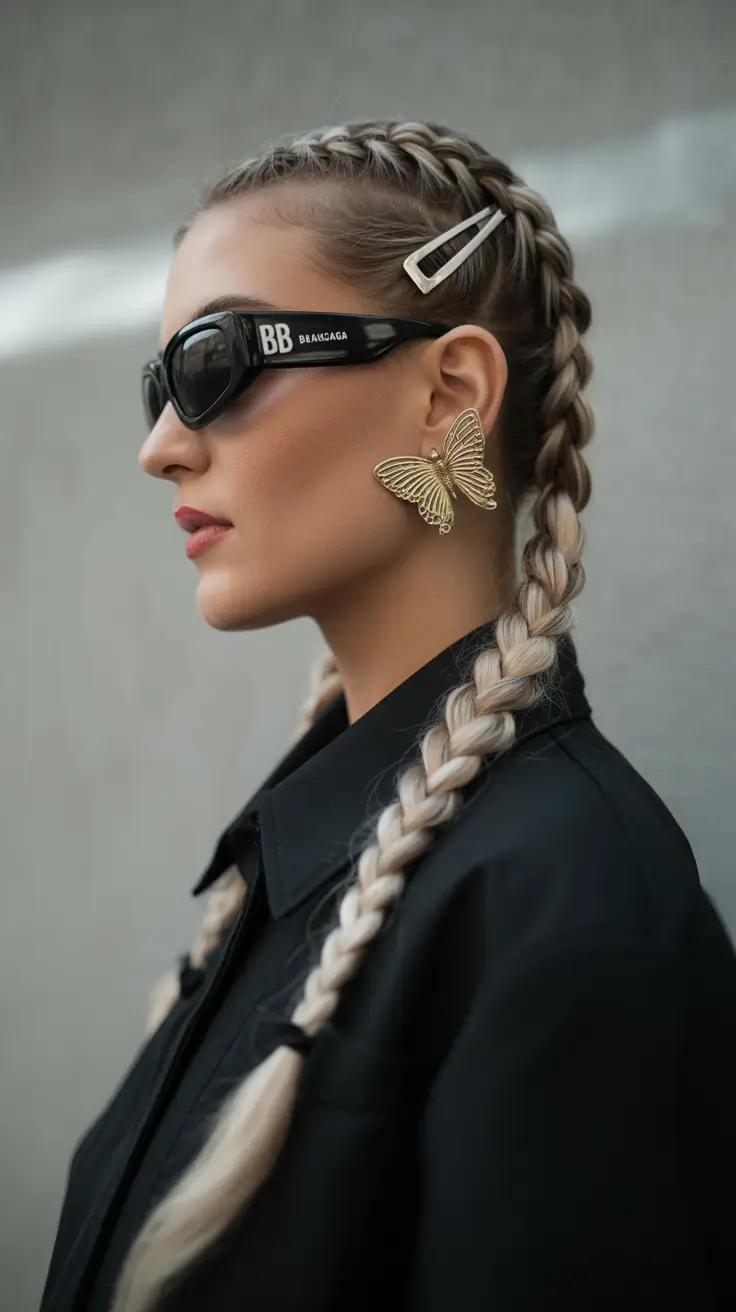 best spring braids hairstyle 2026 High-Contrast Blonde Braids with Sculpted Crown