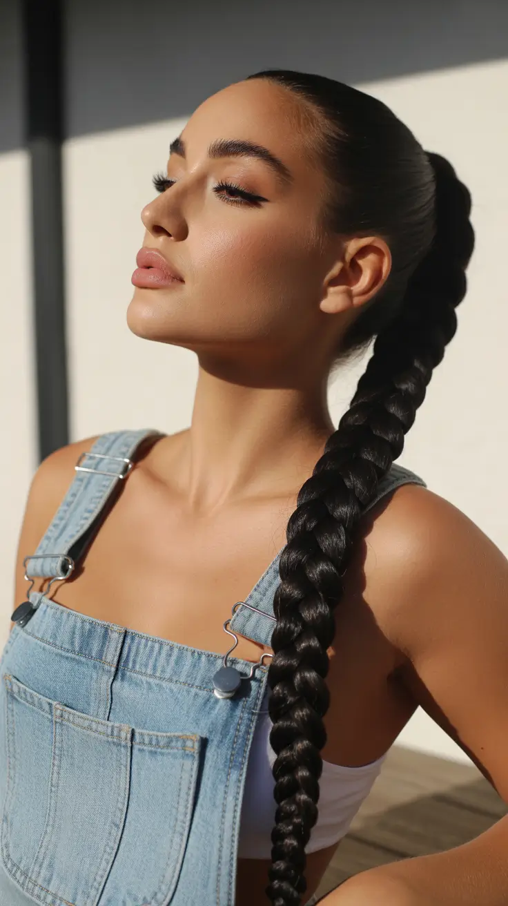 best spring braids hairstyle 2026 Ultra-Long Single Statement Braid