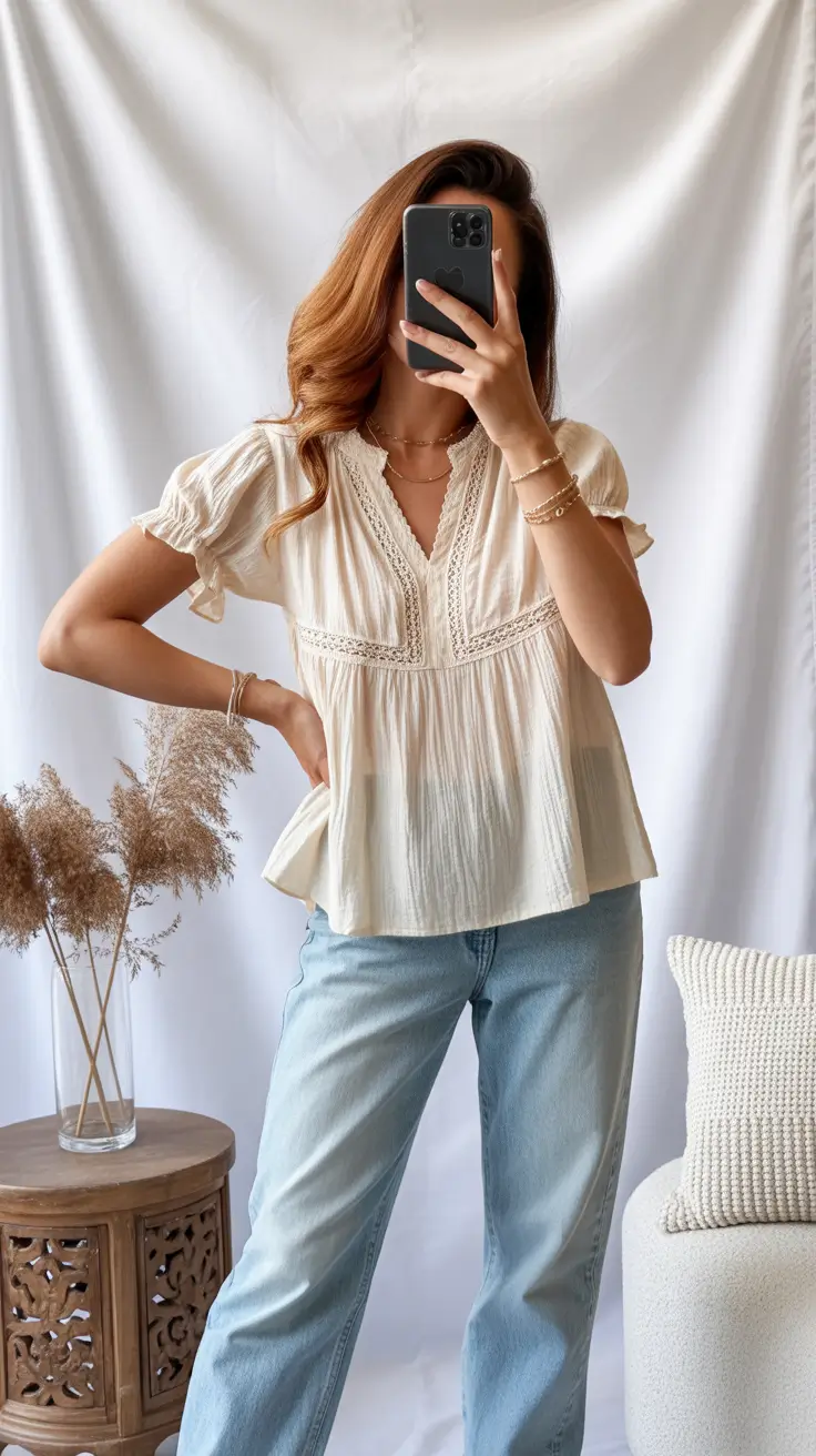 best spring outfits with stylish tops 2026 Soft Lace Texture for Casual Spring Afternoons