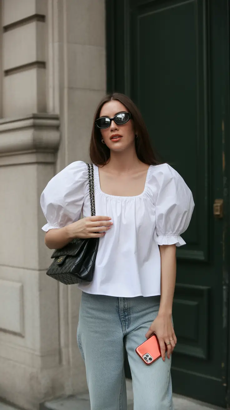 best spring outfits with stylish tops 2026 Modern Volume in Crisp White