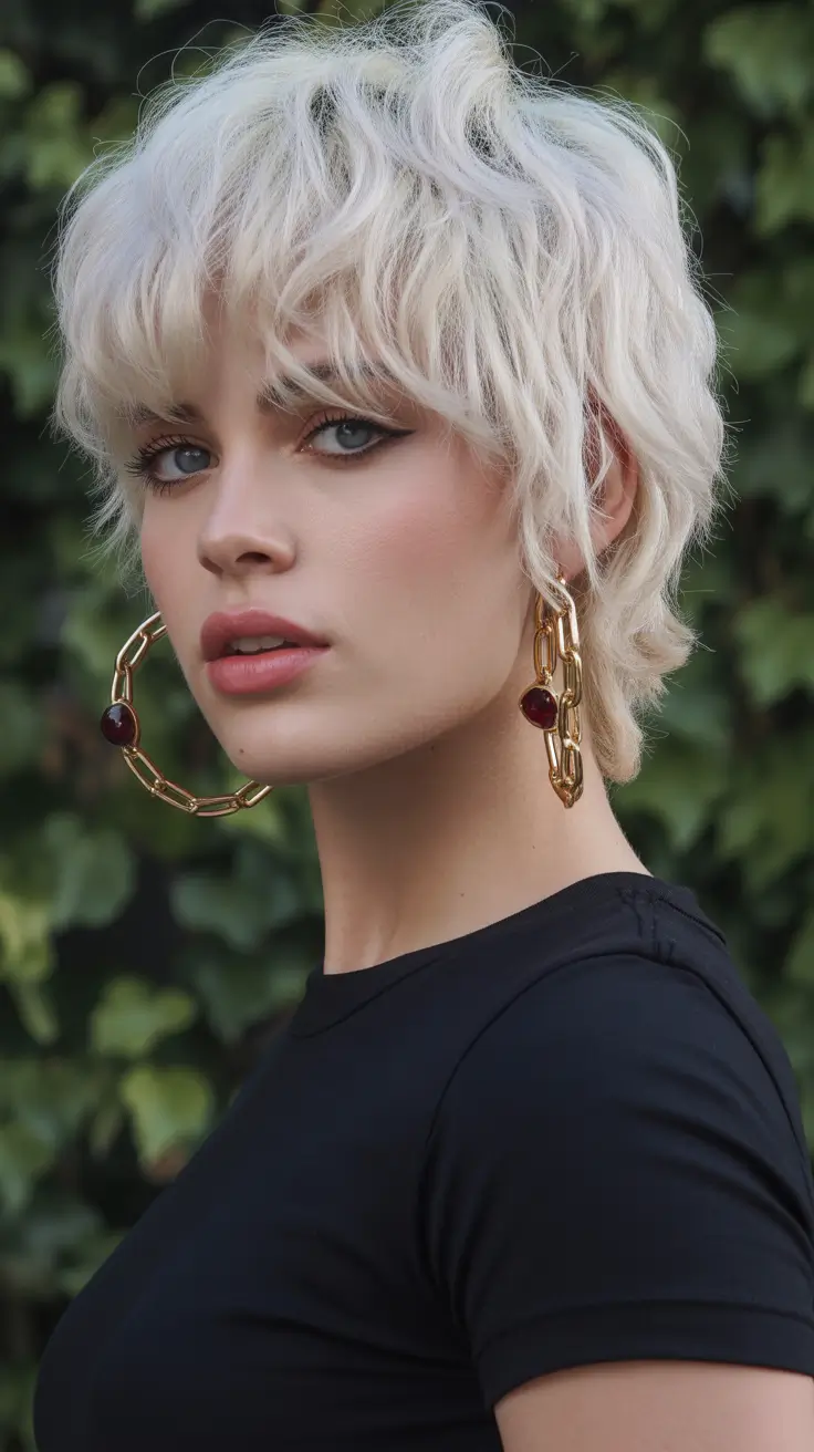chic spring short haircut 2026 Platinum Textured Shaggy Pixie With Volume