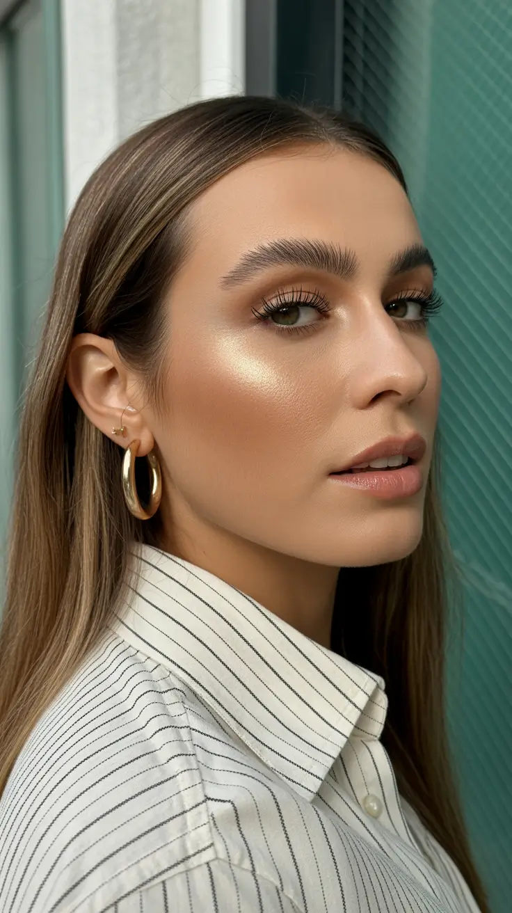 cute spring caramel hair color 2026 Sleek Brunette with Minimal Caramel Dimension