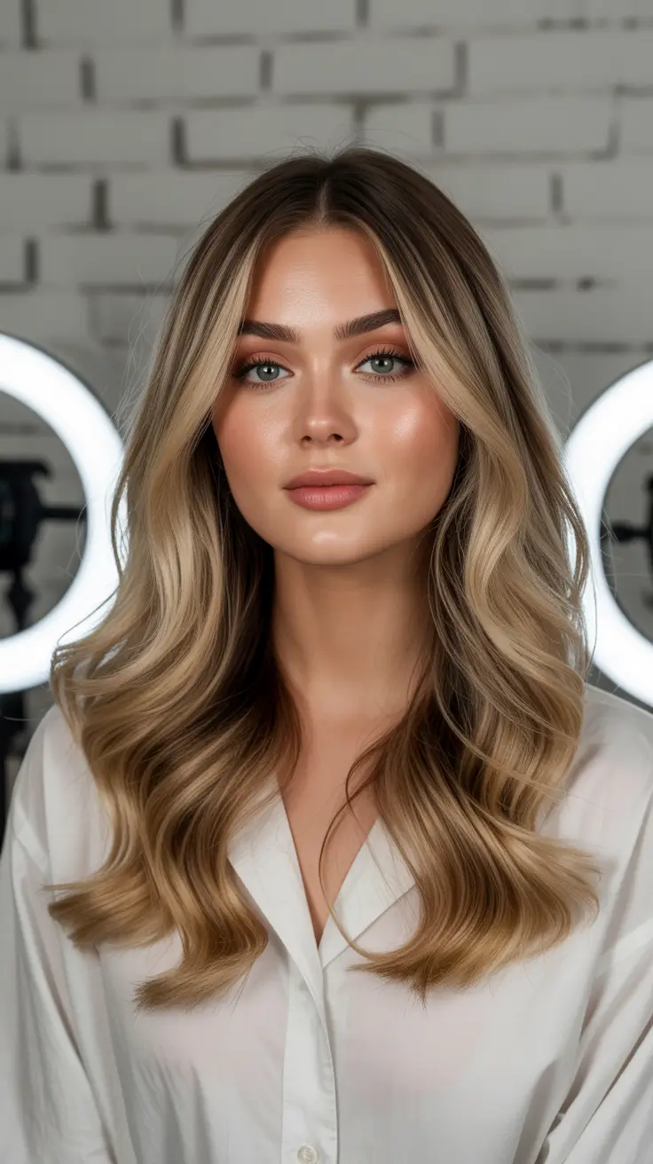 cute spring caramel hair color 2026 Soft Glam Caramel Blend with Face-Framing Brightness