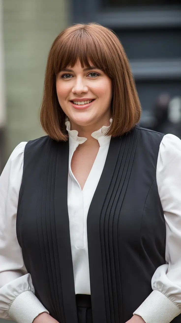 Cute Spring Haircuts for Plus Size Women 2026 Straight Bob With Fringe