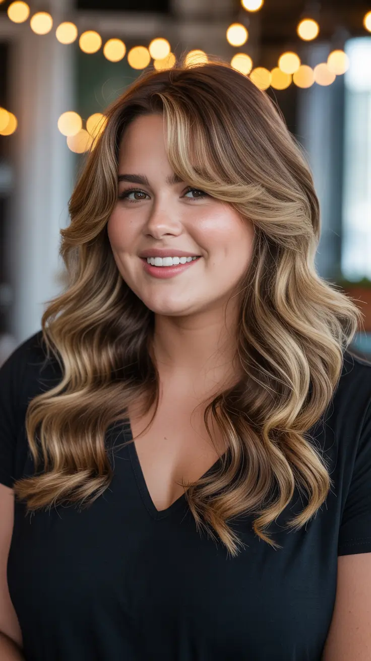 Cute Spring Haircuts for Plus Size Women 2026 Long Waves Fringe