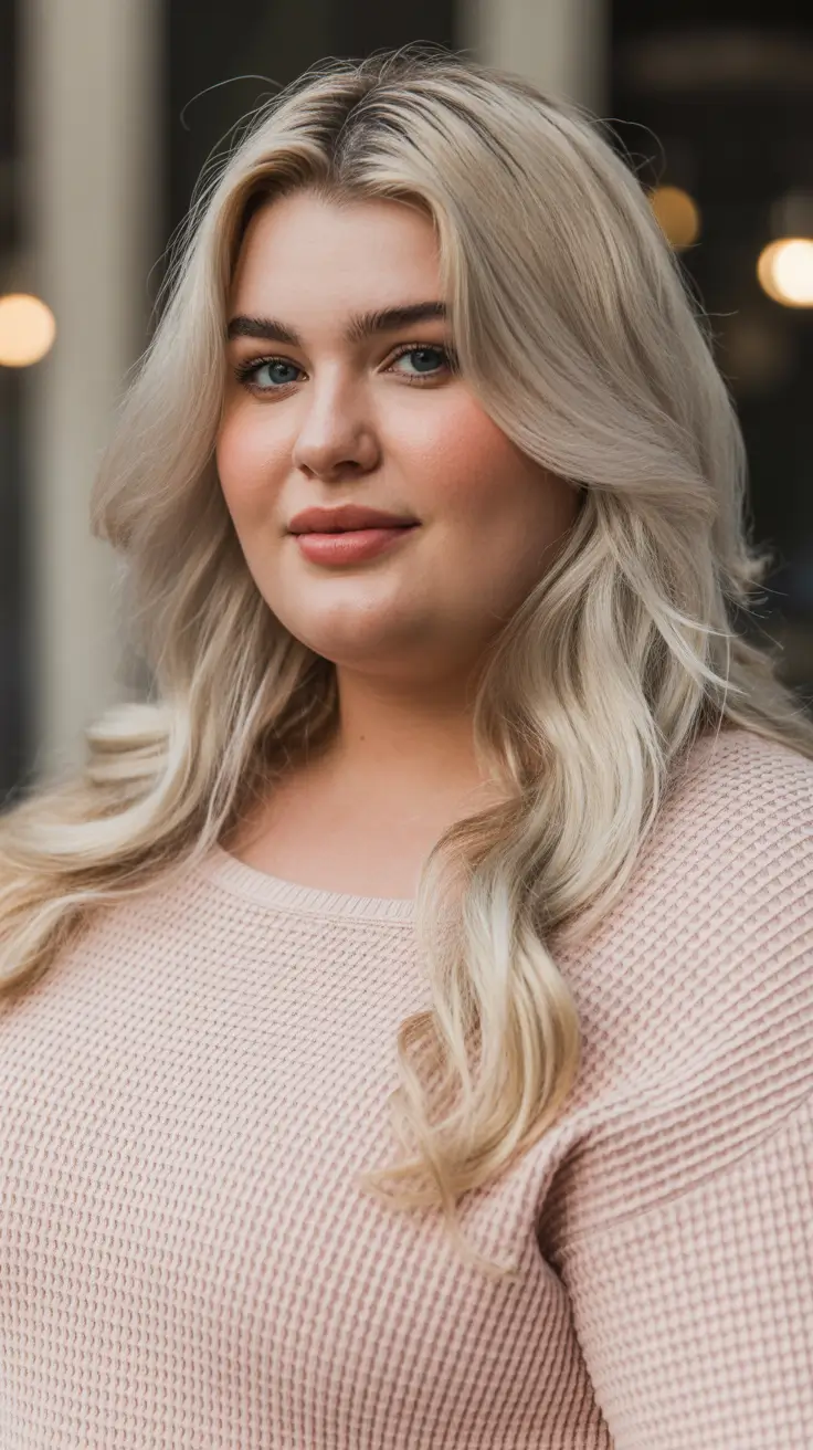Cute Spring Haircuts for Plus Size Women 2026 Long Creamy Blonde Layers