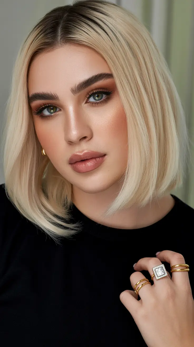 Cute Spring Haircuts for Plus Size Women 2026 Sleek Blonde Bob