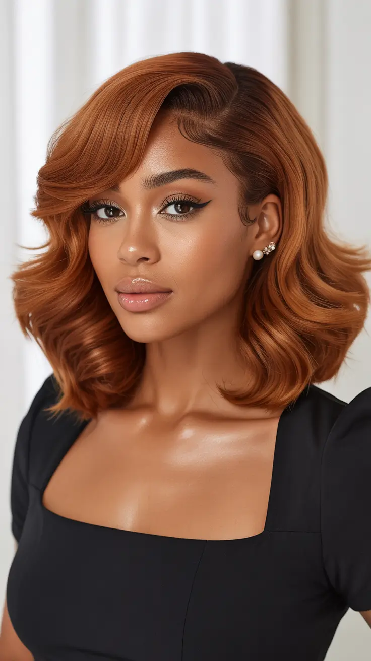 easy spring hairstyle for black women 2026 Soft Copper Layered Bob