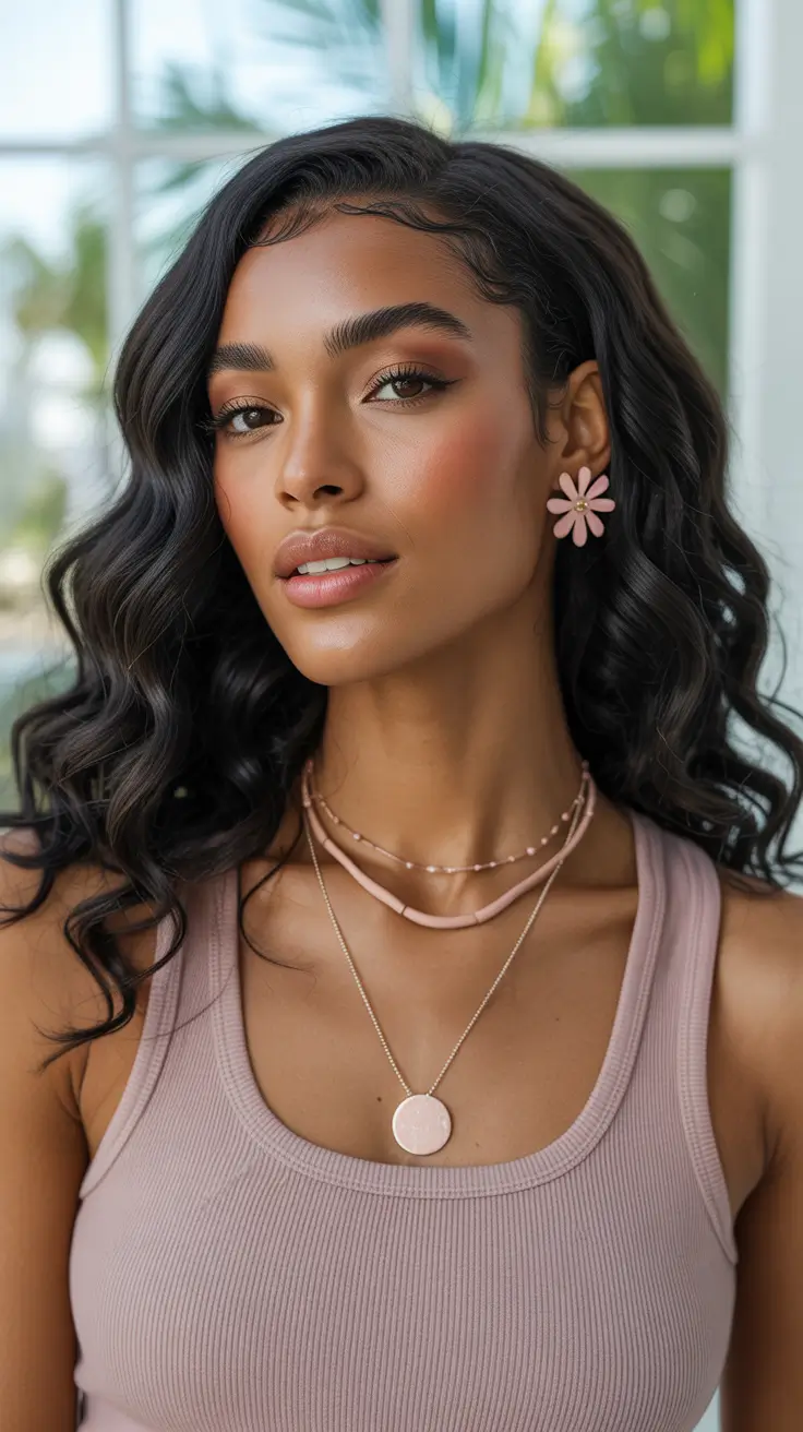 easy spring hairstyle for black women 2026 Loose Glam Waves with Deep Side Part