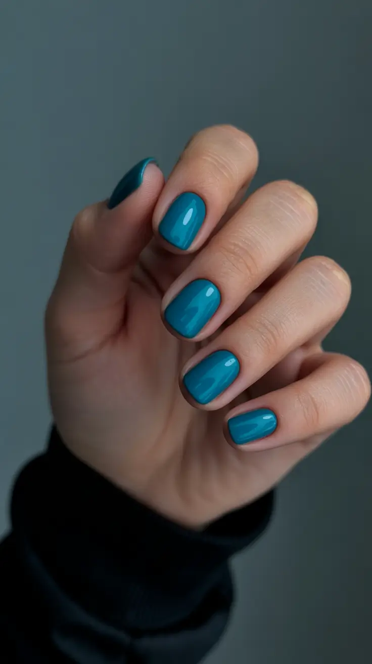 easy spring nails 2026 Teal Minimal Short Gloss