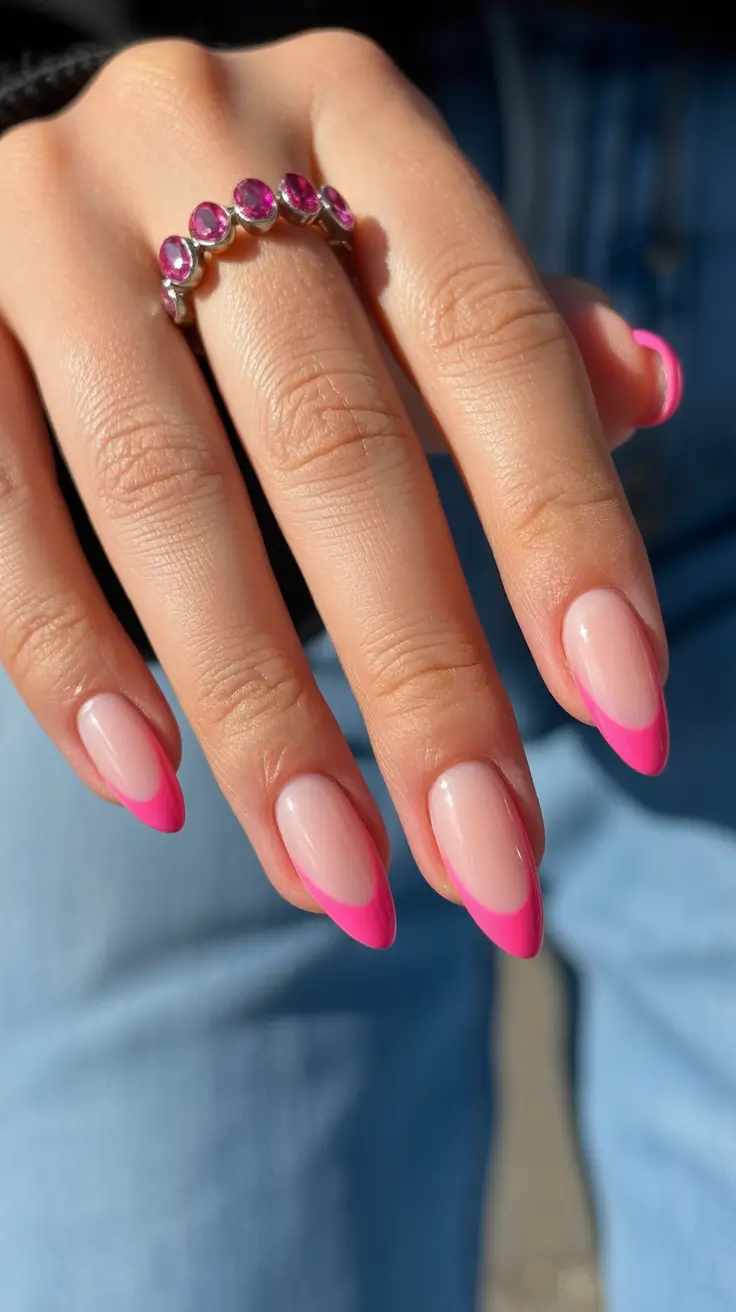 fresh spring nail colors 2026 Pink French Fade: Almond Elegance Reimagined