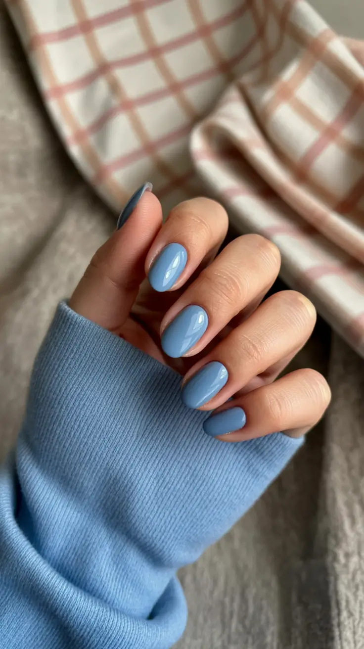 fresh spring nail colors 2026 Powder Blue Calm: Soft Minimal Perfection