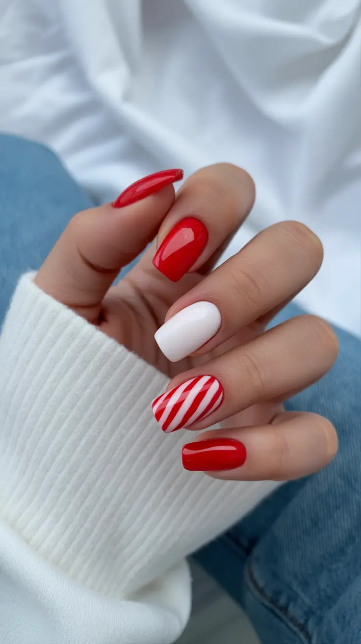 fresh spring nail colors 2026 Cherry Red & White Swirl: The Playful Revival