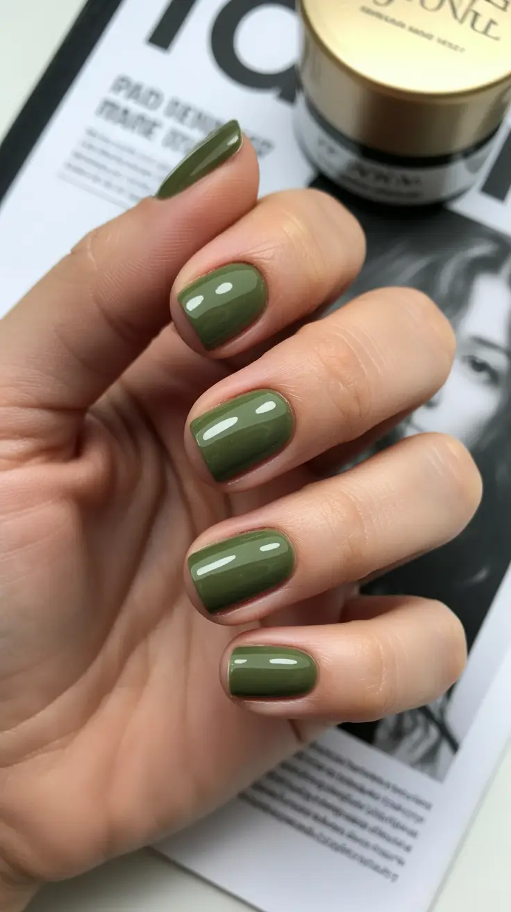 fresh spring nail colors 2026 Olive Gloss: Elevated Minimalism