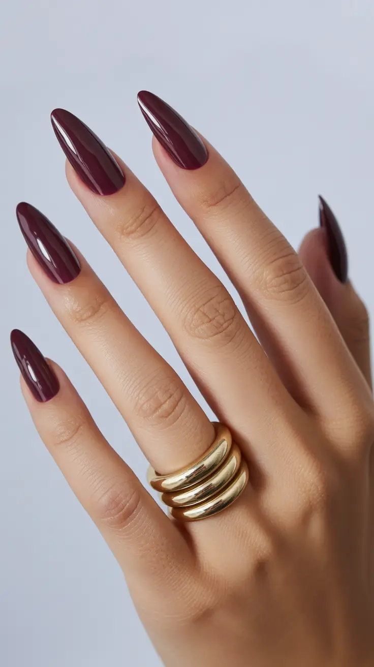 March Nails Color Ideas 2026 Merlot Almond