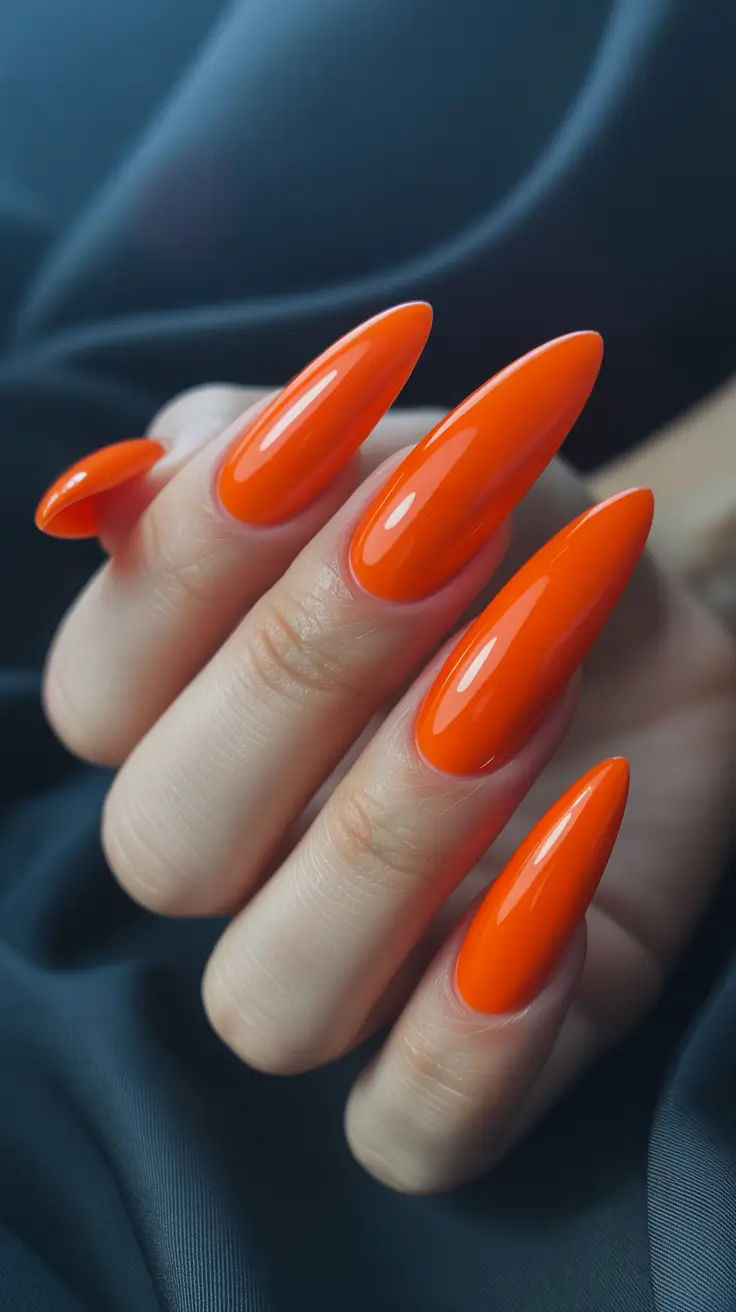 March Nails Color Ideas 2026 Tangerine Almond