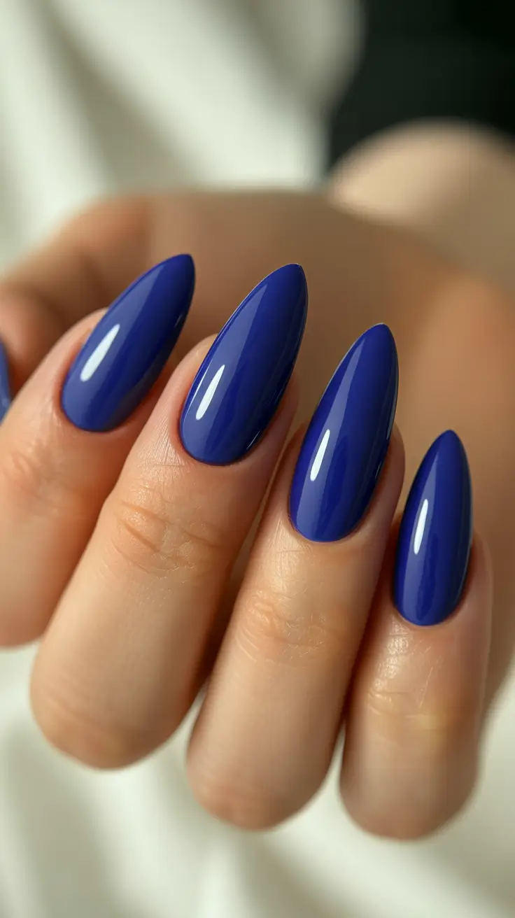 March Nails Color Ideas 2026 Deep Sapphire Gloss