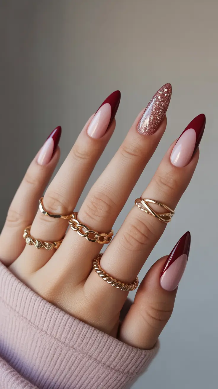 March Nails Color Ideas 2026 Berry Red Modern French